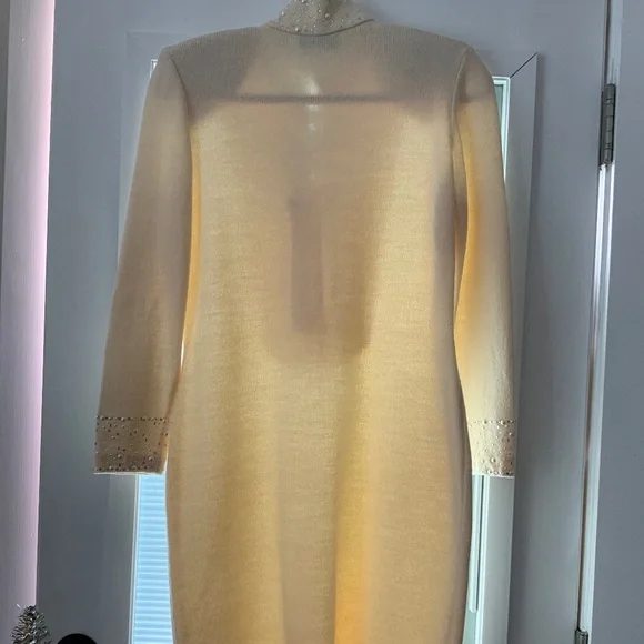 GORGEOUS Vintage St. John Collection IVORY Pearls Sequins Rhinestone Dress 6 - Picture 5 of 15